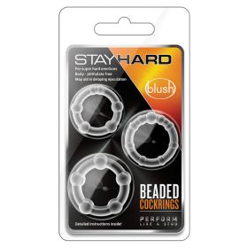 Stay Hard Beaded Cockrings 3pk (Option: Clear)