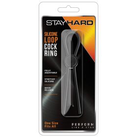 Stay Hard Silicone Loop Cock Ring (Option: Black)