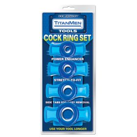 TitanMen Cock Ring Set (Option: Blue)