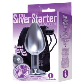 The 9's The Silver Starter Bejeweled Plug (Option: Violet)