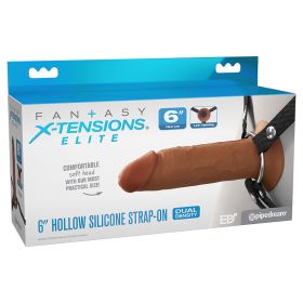 Fantasy X (Option: Tensions Elite Silicone Hollow Strap OnBrown 6")