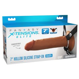 Fantasy X (Option: Tensions Elite Silicone Hollow Strap OnBrown 7")