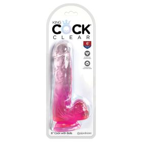 King Cock Clear with Balls (Option: Pink 6")