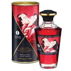 Shunga Aphrodisiac Warming Oil (Option: Blazing Cherry 3.5oz)