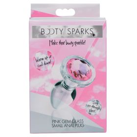 Booty Sparks Pink Gem Glass Anal Plug (Option: Small)