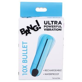 Bang! 10X Rechargeable Vibrating Metallic Bullet (Option: Blue)