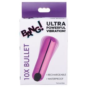 Bang! 10X Rechargeable Vibrating Metallic Bullet (Option: Purple)