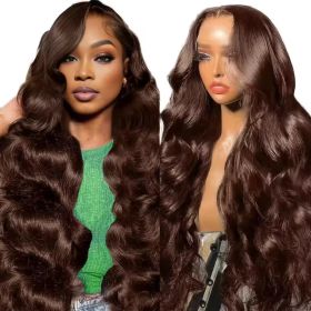 Wig Human Hair Lace Front Wig 13x4 High-Definition Brown Lace Front Wig Human Hair With Aligned Cuticles Vietnam Wig (Option: Coffee-14inch)